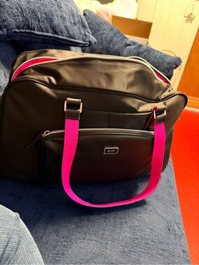 SJP Black Tote Bag with Hot Pink Straps